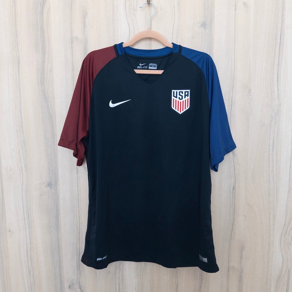 Nike Mens Soccer Jersey XL Black USA Away 2016 Dri-FIT Short Sleeve T-Shirt